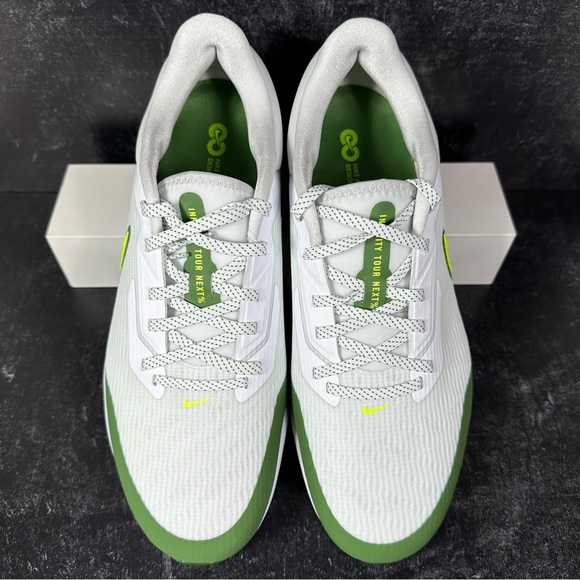 AIR ZOOM INFINITY TOUR NEXT% MENS SPIKED GOLF SHOES SIZE 11 WHITE TREELINE GREEN - Picture 2 of 10